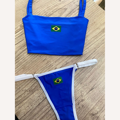 Conjunto Brasil Azul Personalizável com nome ou frase até 14 letras