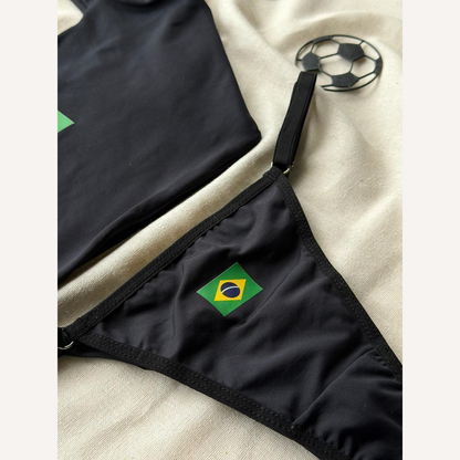 Conjunto Brasil Preto Personalizável (até 14 letras)