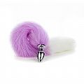 Kit Rabo De Raposa Tiara Orelhas Branco e Lilas