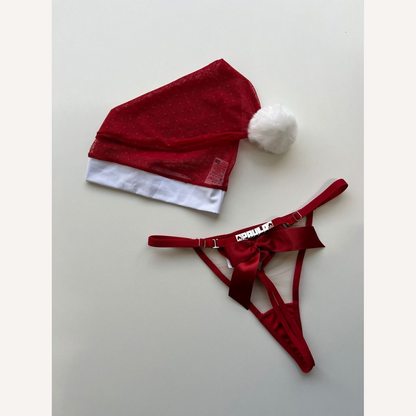 Kit Mamãe Noel Laço Calcinha Personalizável + Gorro até 10 letras)