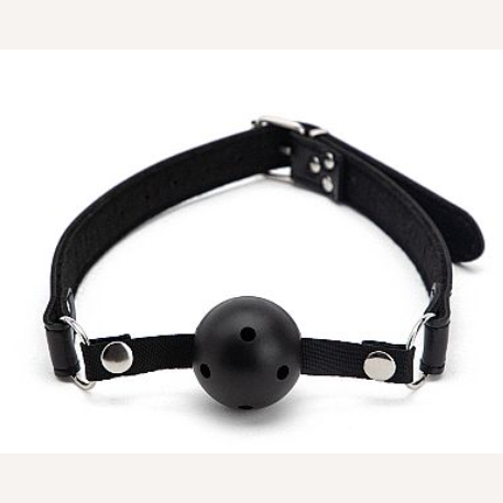 Mordaça Sado de couro preto com bola - SI