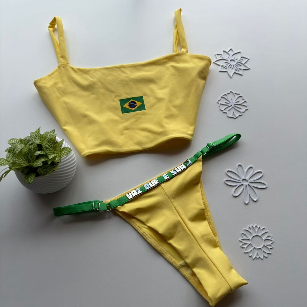 Conjunto Brasil com Calcinha Personalizável (até 14 letras)