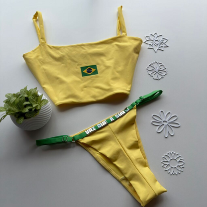 Conjunto Brasil com Calcinha Personalizável (até 14 letras)