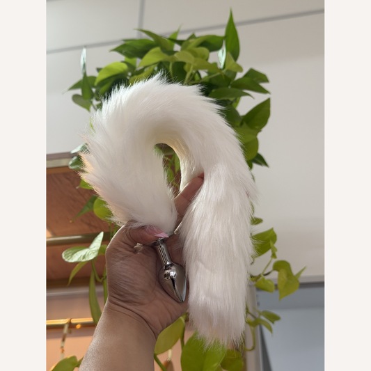 Plug P Rabo Raposa Branco 40cm