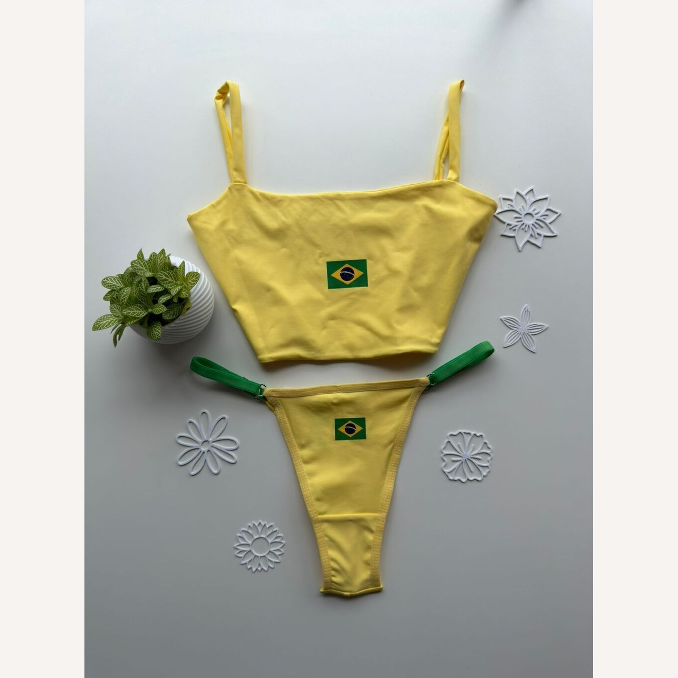 Conjunto Brasil com Calcinha Personalizável (até 14 letras)