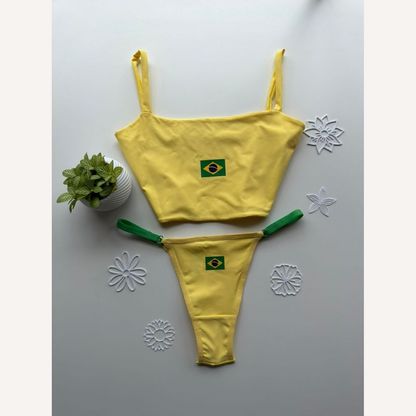 Conjunto Brasil com Calcinha Personalizável (até 14 letras)