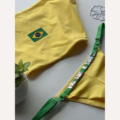 Conjunto Brasil com Calcinha Personalizável (até 14 letras)