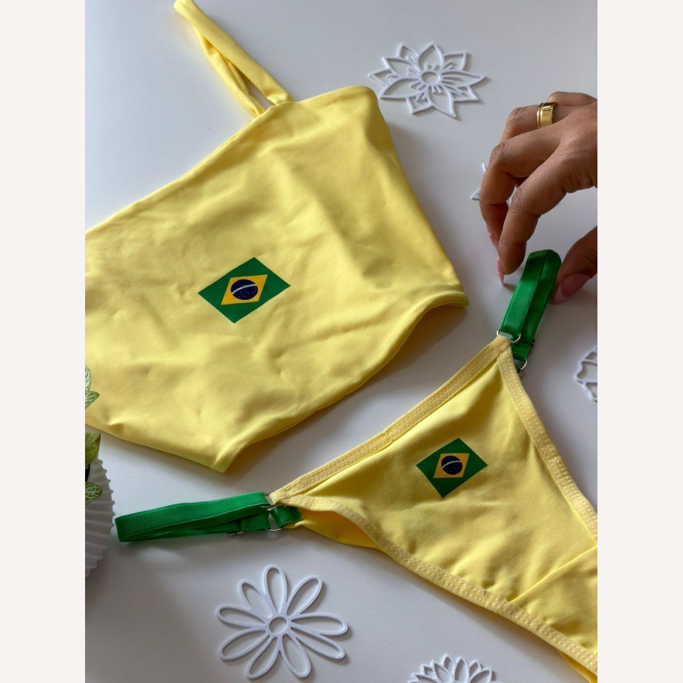 Conjunto Brasil com Calcinha Personalizável (até 14 letras)