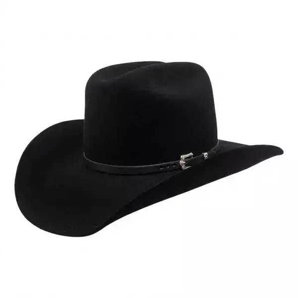 Chapéu Texas Country Montana Preto Aba 10 Aveludado Unissex Bandinha Couro