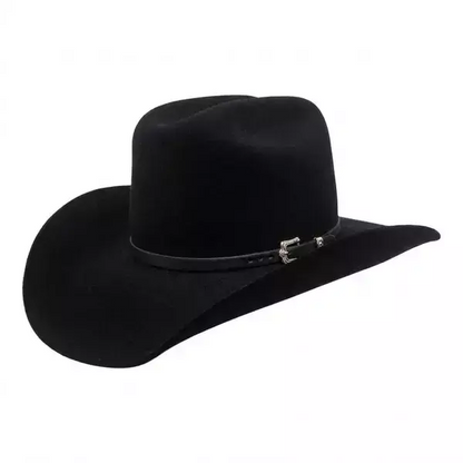 Chapéu Texas Country Montana Preto Aba 10 Aveludado Unissex Bandinha Couro